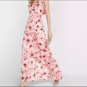 Express Pink Floral Ruffle Wrap Dress